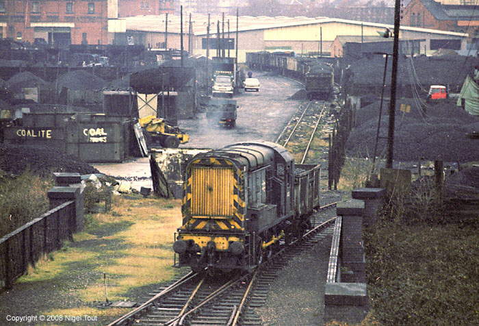 Diesel shunter with coal wagon, Leicester Central goods yard