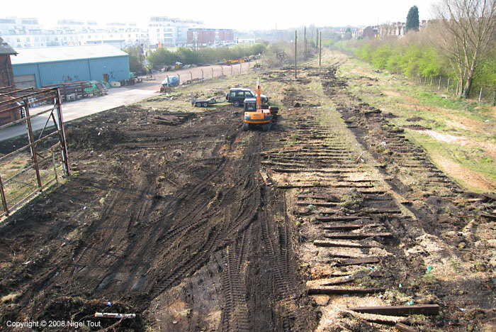 Cleared trackbed, south