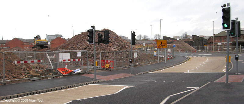 Temporary road during demolition of Upperton Road viaduct GCR, Leicester,