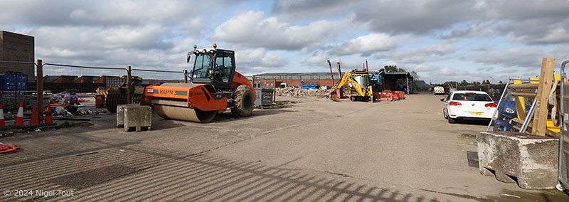 Demolished buildings after fire