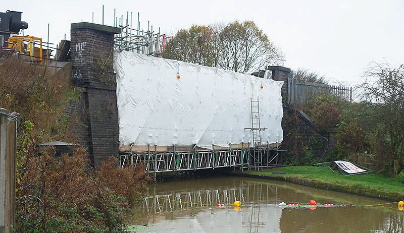 GCR canal bridge with main girder being refurbished