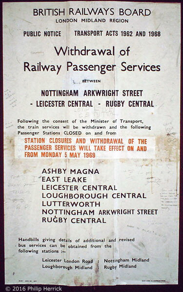 Closure notice at Leicester Central station